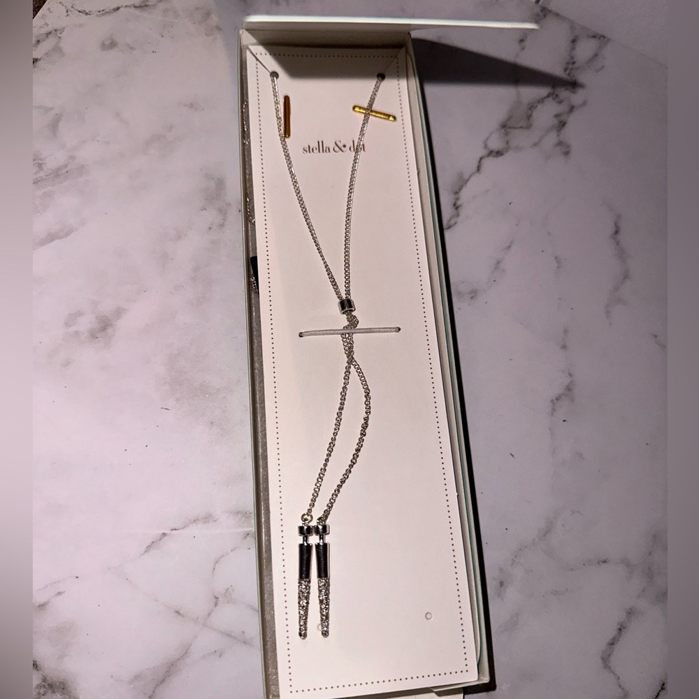 STELLA & DOT STERLING SILVER ADJUSTABLE NECKLACE
